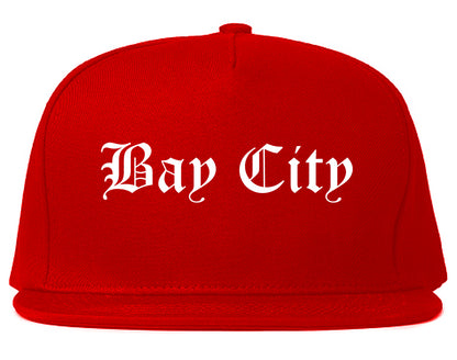 Bay City Michigan MI Old English Mens Snapback Hat Red