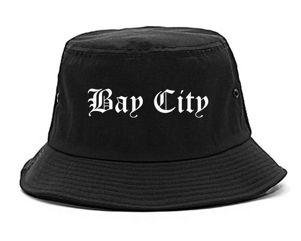 Bay City Michigan MI Old English Mens Bucket Hat Black