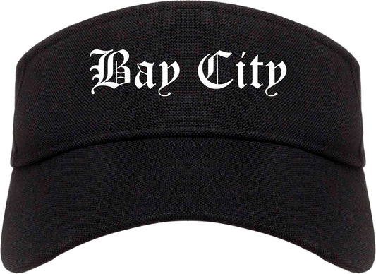 Bay City Michigan MI Old English Mens Visor Cap Hat Black
