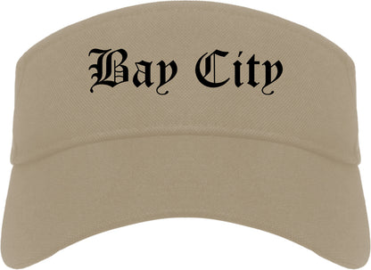 Bay City Michigan MI Old English Mens Visor Cap Hat Khaki