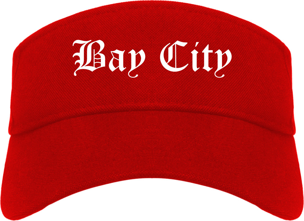 Bay City Michigan MI Old English Mens Visor Cap Hat Red