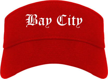 Bay City Michigan MI Old English Mens Visor Cap Hat Red
