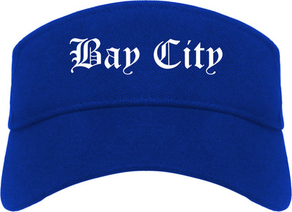 Bay City Michigan MI Old English Mens Visor Cap Hat Royal Blue