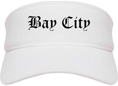 Bay City Michigan MI Old English Mens Visor Cap Hat White