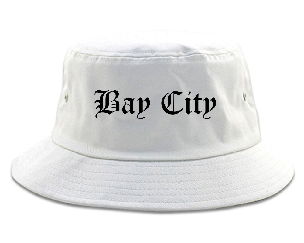 Bay City Michigan MI Old English Mens Bucket Hat White