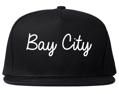 Bay City Texas TX Script Mens Snapback Hat Black