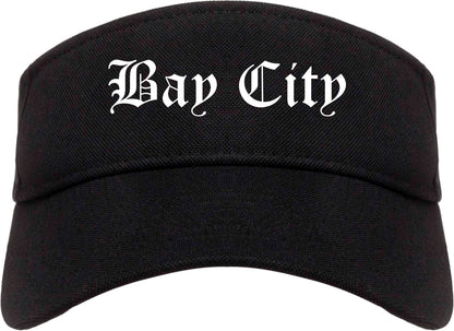 Bay City Texas TX Old English Mens Visor Cap Hat Black
