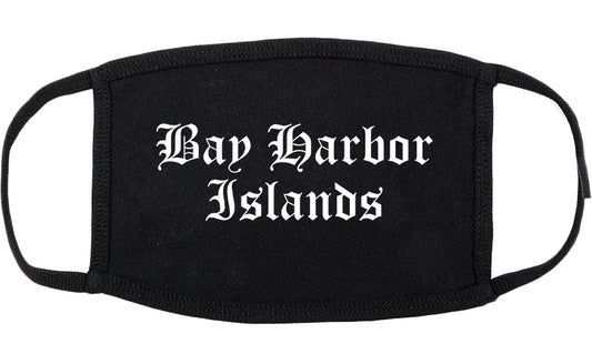 Bay Harbor Islands Florida FL Old English Cotton Face Mask Black