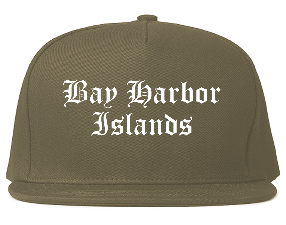 Bay Harbor Islands Florida FL Old English Mens Snapback Hat Grey