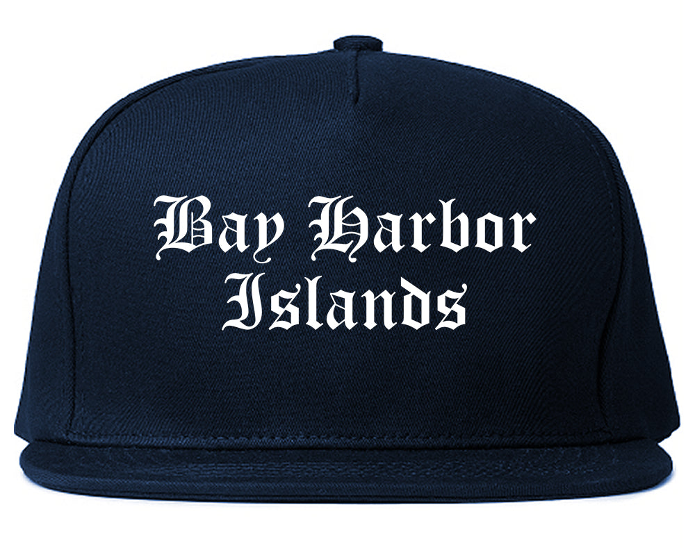 Bay Harbor Islands Florida FL Old English Mens Snapback Hat Navy Blue