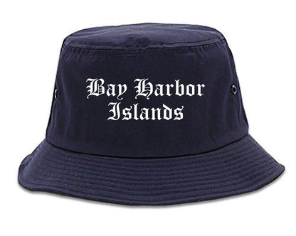 Bay Harbor Islands Florida FL Old English Mens Bucket Hat Navy Blue