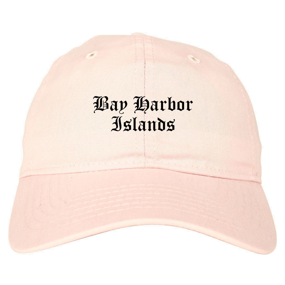 Bay Harbor Islands Florida FL Old English Mens Dad Hat Baseball Cap Pink