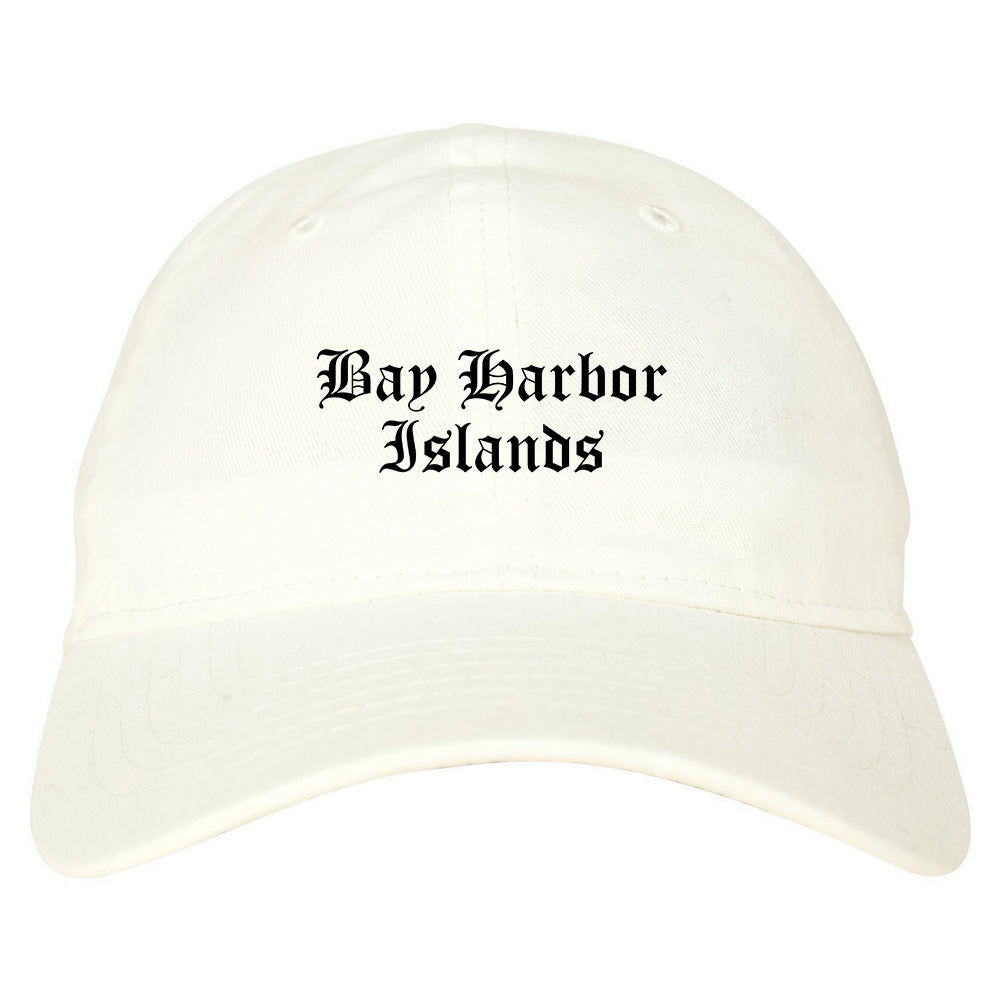 Bay Harbor Islands Florida FL Old English Mens Dad Hat Baseball Cap White