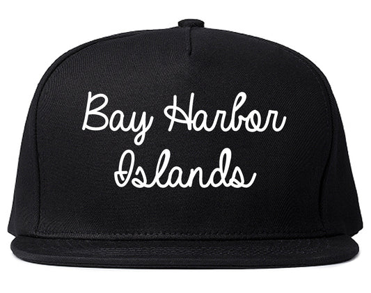 Bay Harbor Islands Florida FL Script Mens Snapback Hat Black