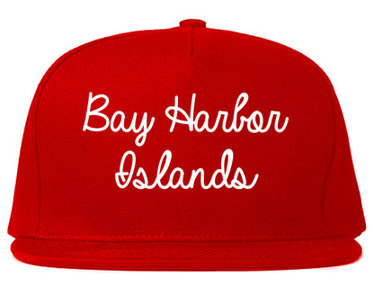 Bay Harbor Islands Florida FL Script Mens Snapback Hat Red