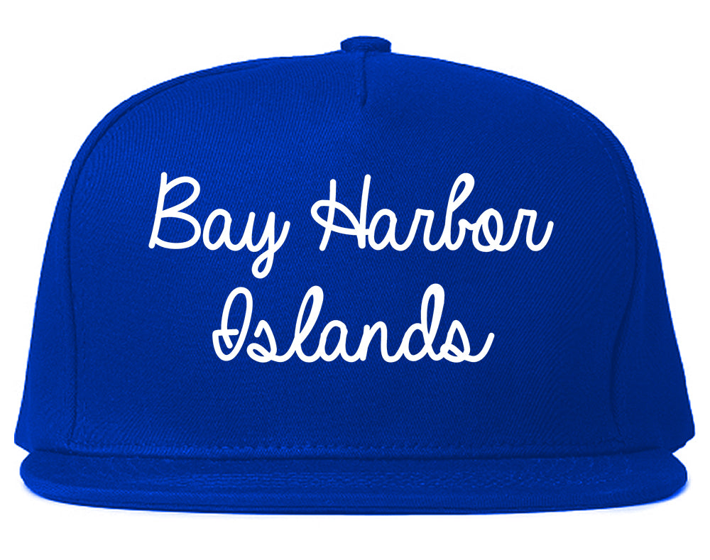 Bay Harbor Islands Florida FL Script Mens Snapback Hat Royal Blue