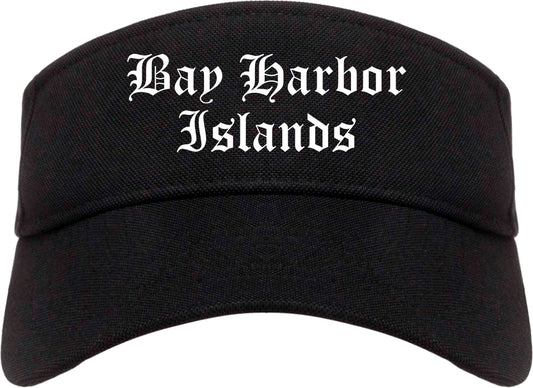 Bay Harbor Islands Florida FL Old English Mens Visor Cap Hat Black