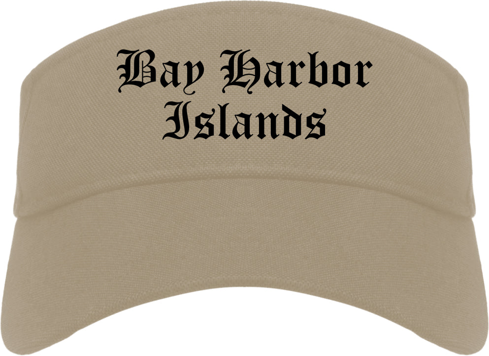 Bay Harbor Islands Florida FL Old English Mens Visor Cap Hat Khaki