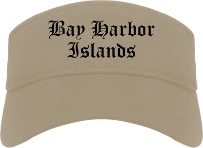 Bay Harbor Islands Florida FL Old English Mens Visor Cap Hat Khaki