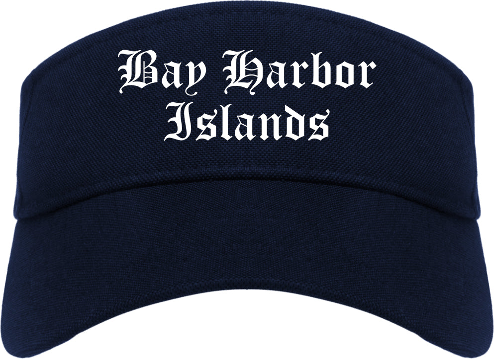 Bay Harbor Islands Florida FL Old English Mens Visor Cap Hat Navy Blue