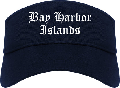 Bay Harbor Islands Florida FL Old English Mens Visor Cap Hat Navy Blue