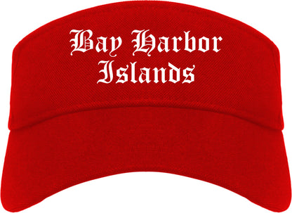 Bay Harbor Islands Florida FL Old English Mens Visor Cap Hat Red