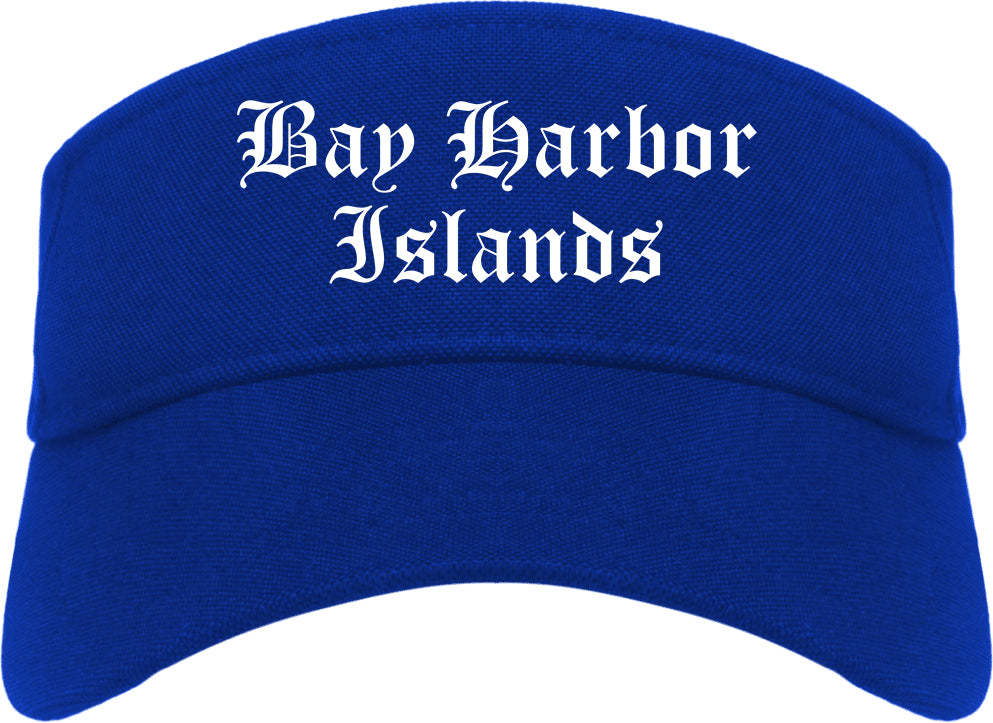 Bay Harbor Islands Florida FL Old English Mens Visor Cap Hat Royal Blue