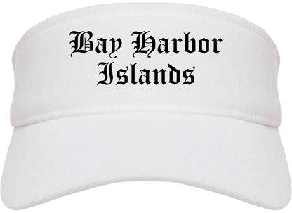 Bay Harbor Islands Florida FL Old English Mens Visor Cap Hat White