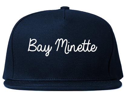 Bay Minette Alabama AL Script Mens Snapback Hat Navy Blue