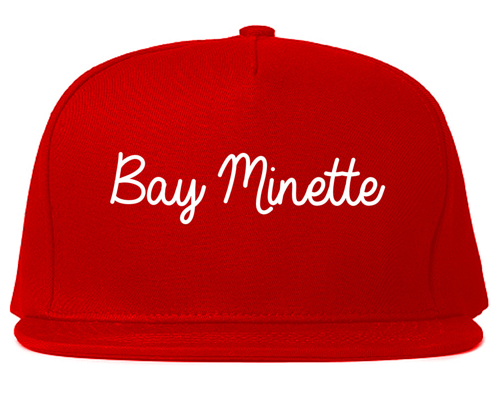 Bay Minette Alabama AL Script Mens Snapback Hat Red