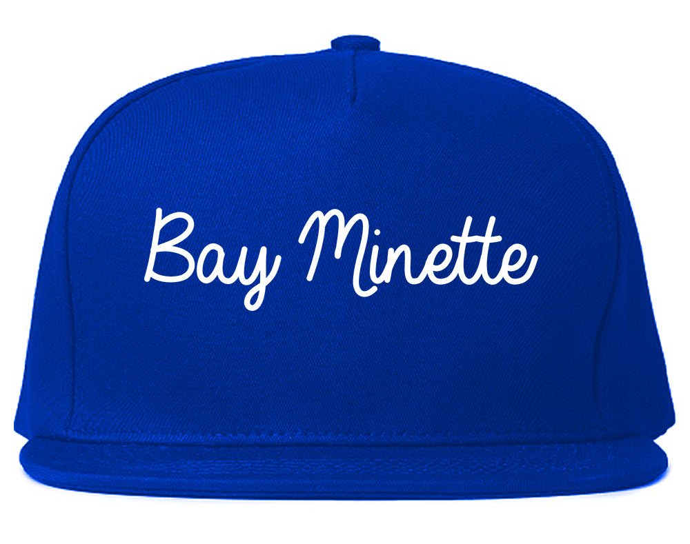 Bay Minette Alabama AL Script Mens Snapback Hat Royal Blue