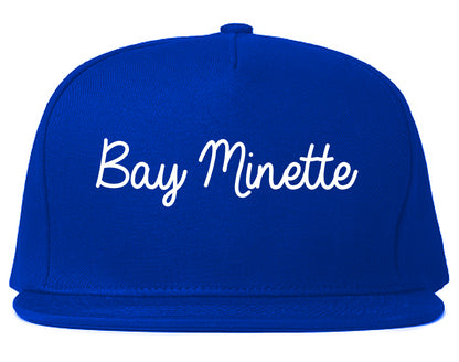 Bay Minette Alabama AL Script Mens Snapback Hat Royal Blue