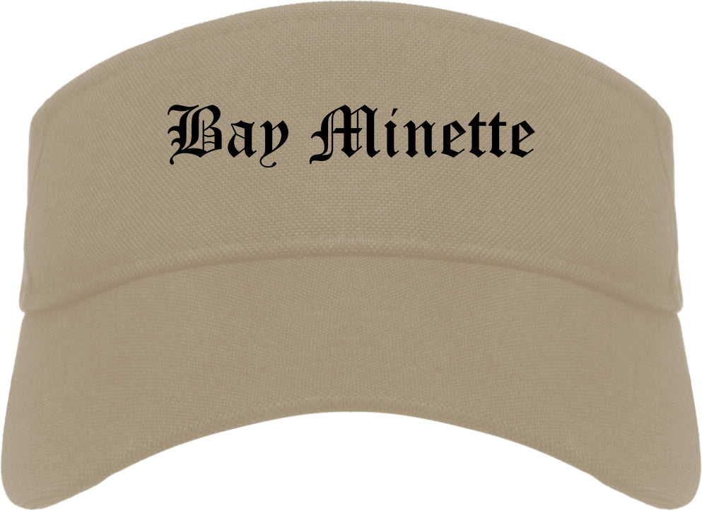 Bay Minette Alabama AL Old English Mens Visor Cap Hat Khaki