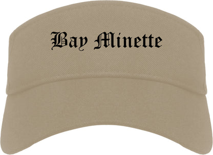 Bay Minette Alabama AL Old English Mens Visor Cap Hat Khaki