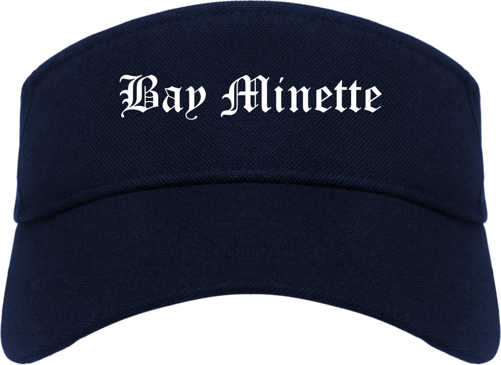 Bay Minette Alabama AL Old English Mens Visor Cap Hat Navy Blue