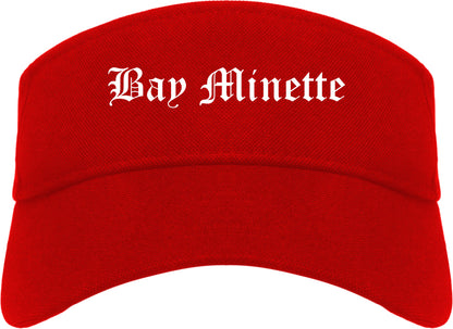 Bay Minette Alabama AL Old English Mens Visor Cap Hat Red
