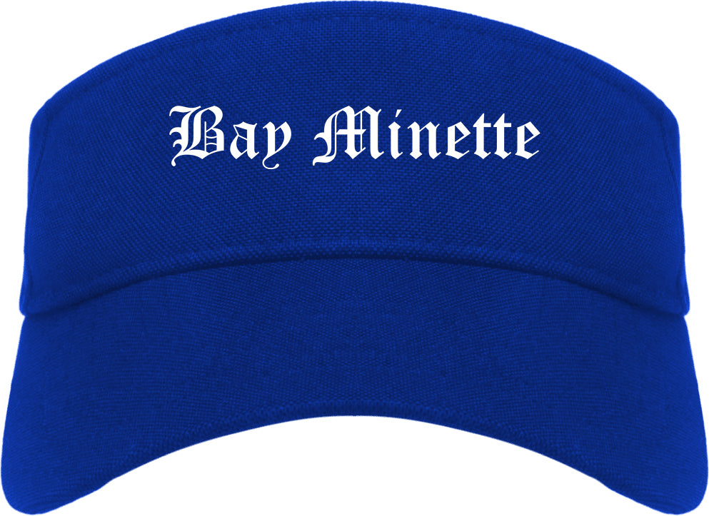 Bay Minette Alabama AL Old English Mens Visor Cap Hat Royal Blue
