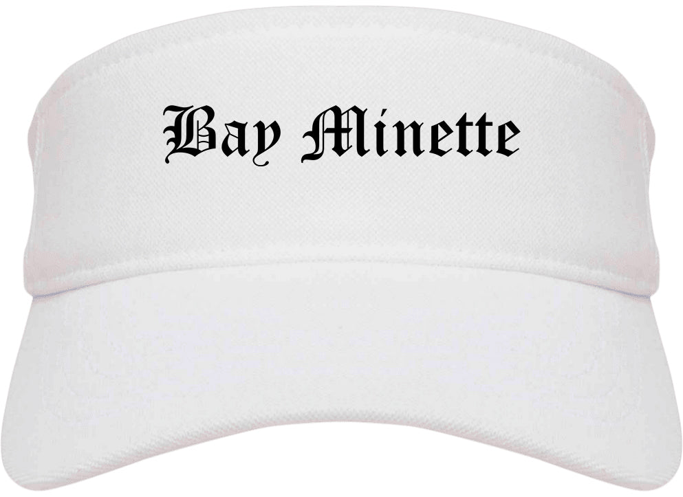 Bay Minette Alabama AL Old English Mens Visor Cap Hat White