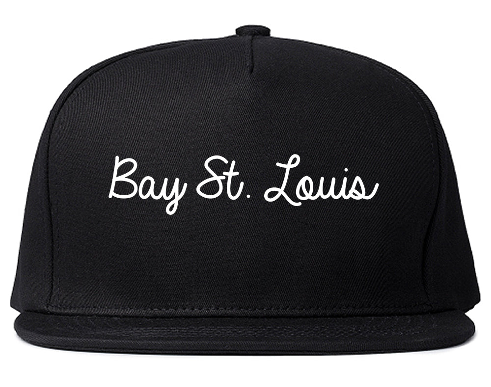 Bay St. Louis Mississippi MS Script Mens Snapback Hat Black