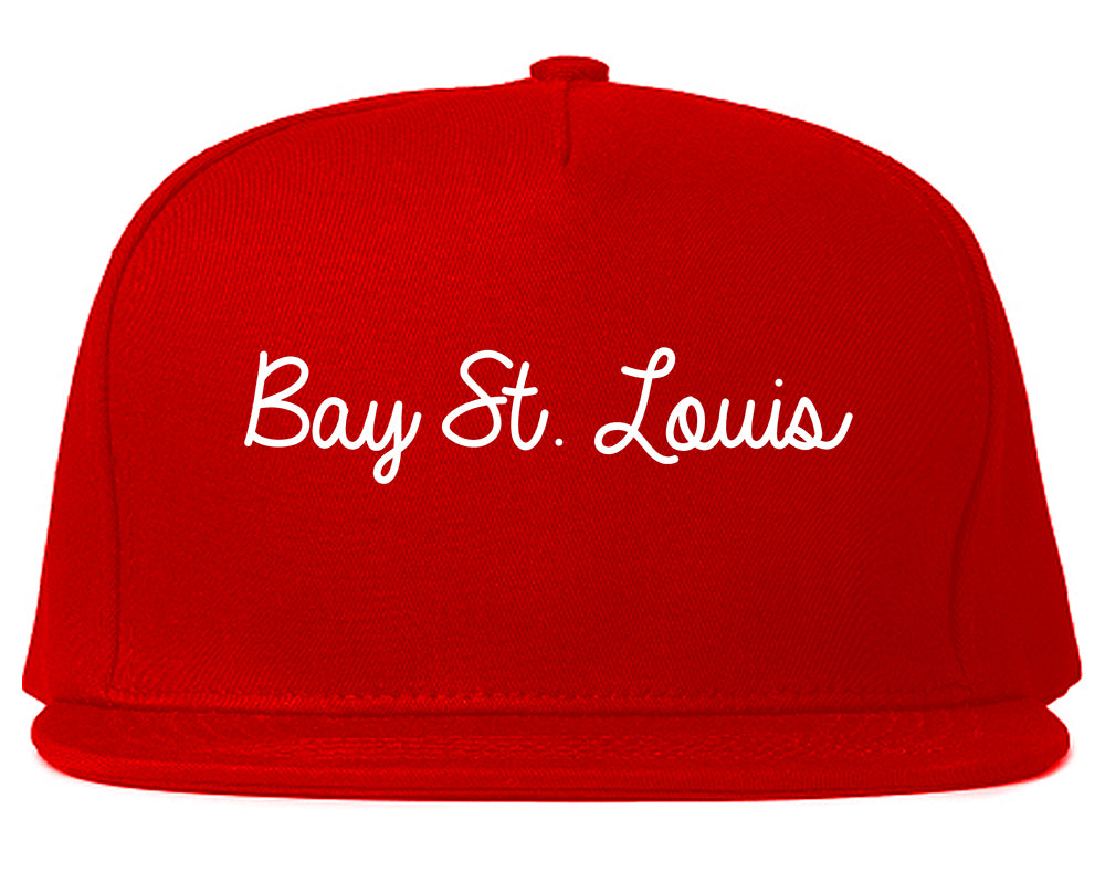 Bay St. Louis Mississippi MS Script Mens Snapback Hat Red