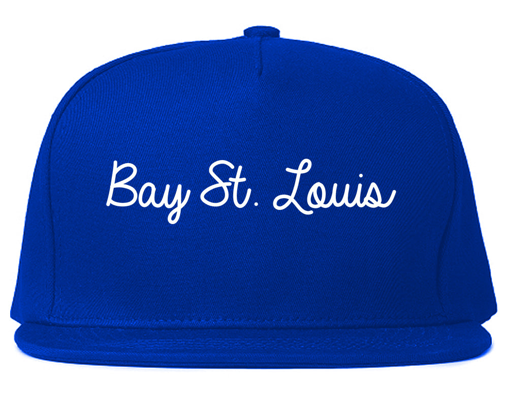 Bay St. Louis Mississippi MS Script Mens Snapback Hat Royal Blue