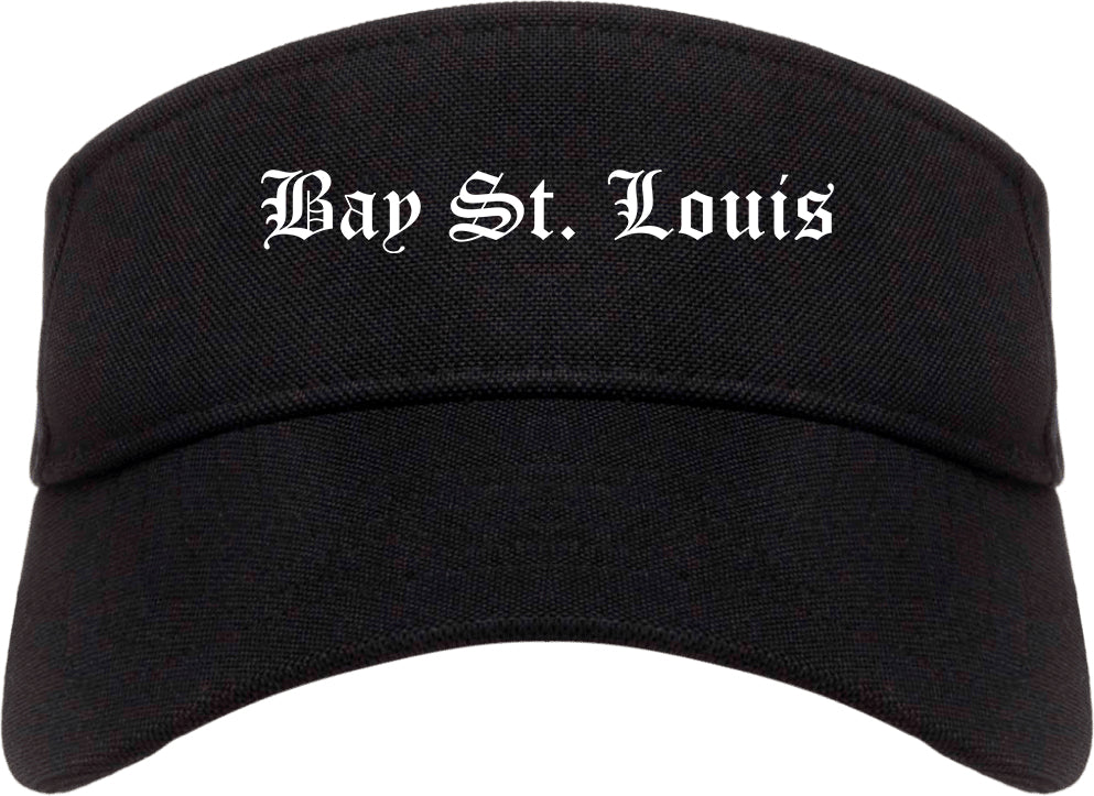 Bay St. Louis Mississippi MS Old English Mens Visor Cap Hat Black