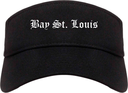 Bay St. Louis Mississippi MS Old English Mens Visor Cap Hat Black