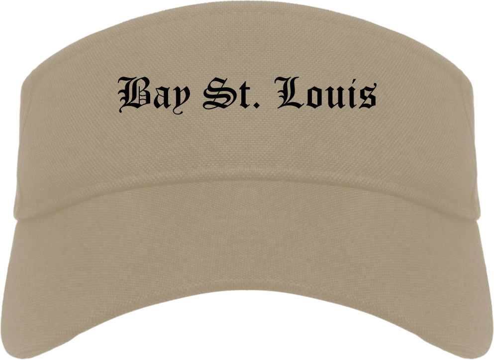 Bay St. Louis Mississippi MS Old English Mens Visor Cap Hat Khaki
