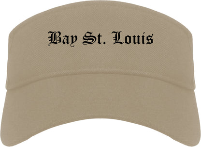 Bay St. Louis Mississippi MS Old English Mens Visor Cap Hat Khaki