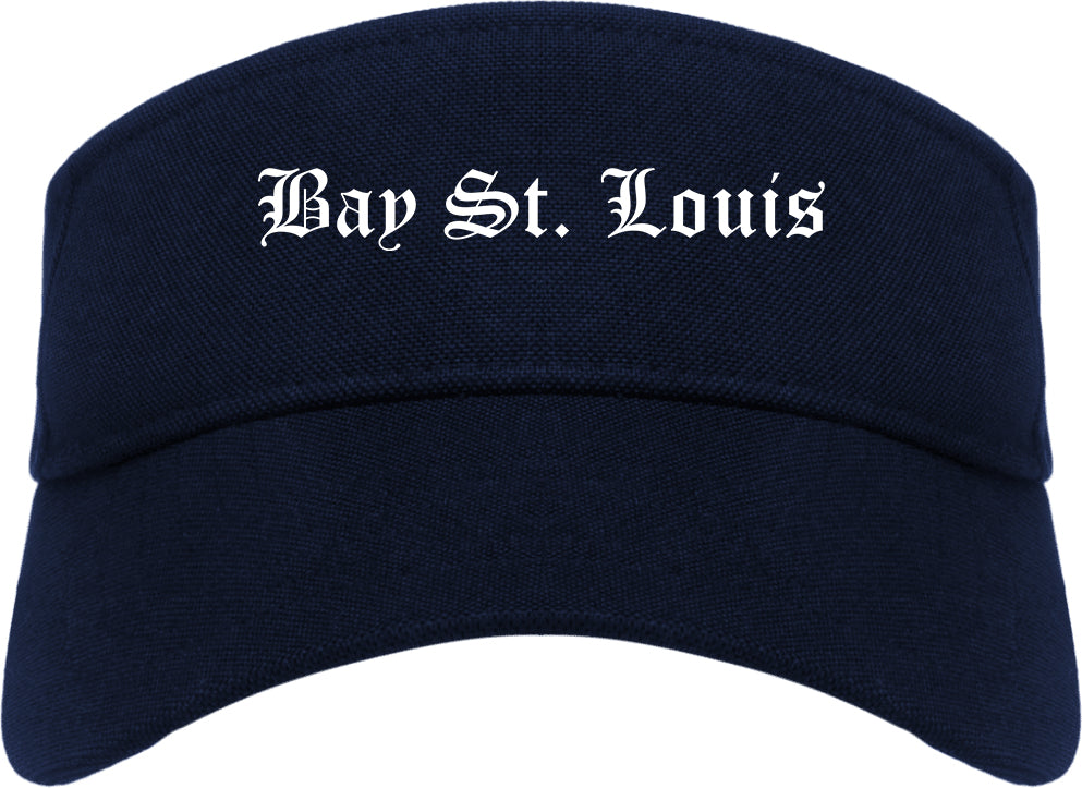 Bay St. Louis Mississippi MS Old English Mens Visor Cap Hat Navy Blue