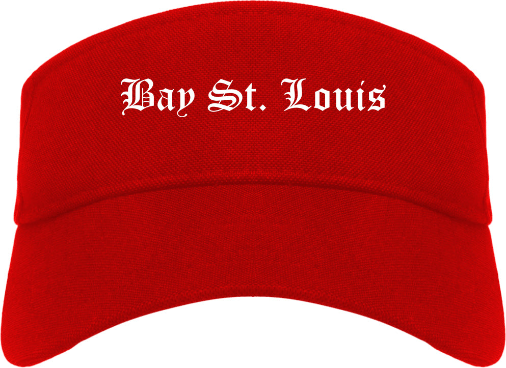 Bay St. Louis Mississippi MS Old English Mens Visor Cap Hat Red