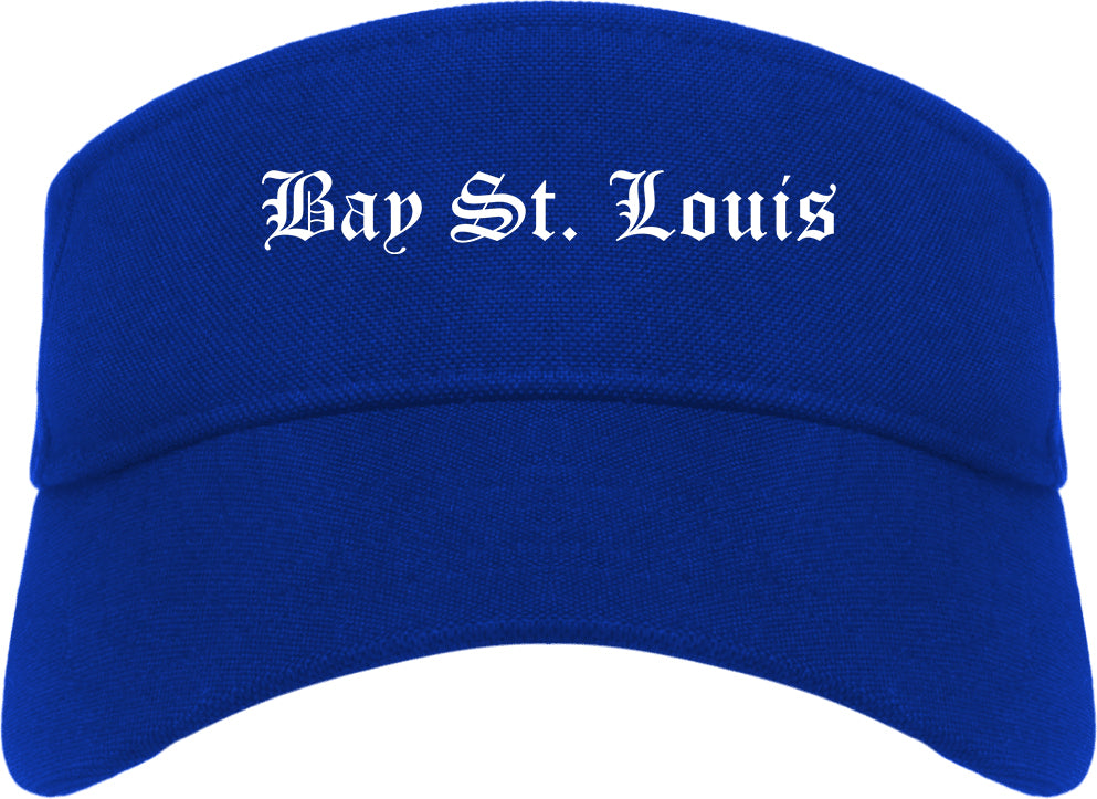 Bay St. Louis Mississippi MS Old English Mens Visor Cap Hat Royal Blue