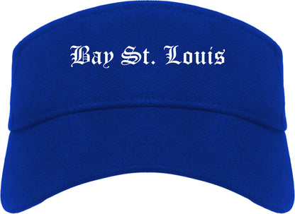 Bay St. Louis Mississippi MS Old English Mens Visor Cap Hat Royal Blue