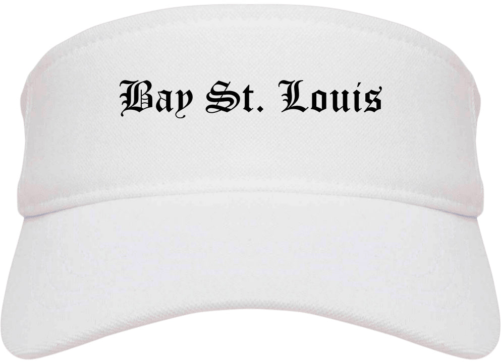 Bay St. Louis Mississippi MS Old English Mens Visor Cap Hat White